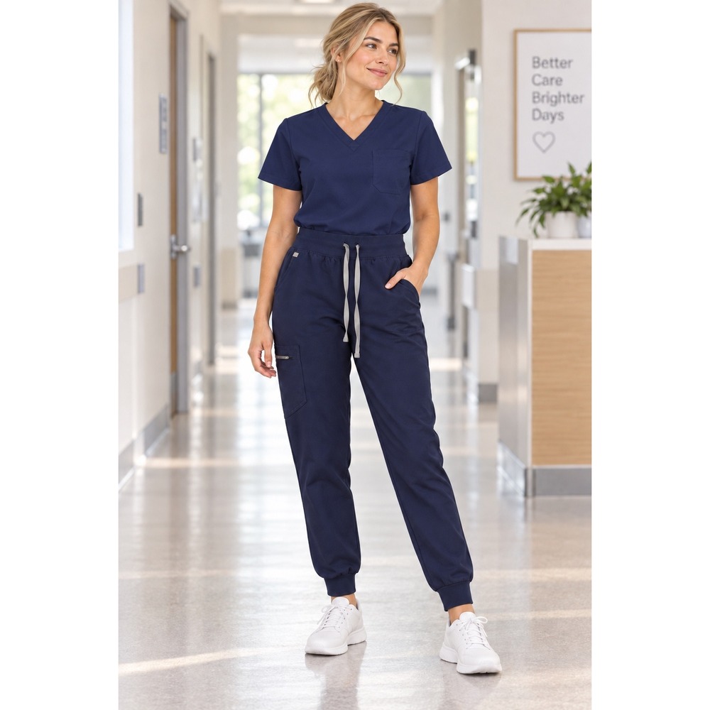 Figs HW Zamora High Spun Jogger Scrub Pants Navy Blue W22SW2012 Womens